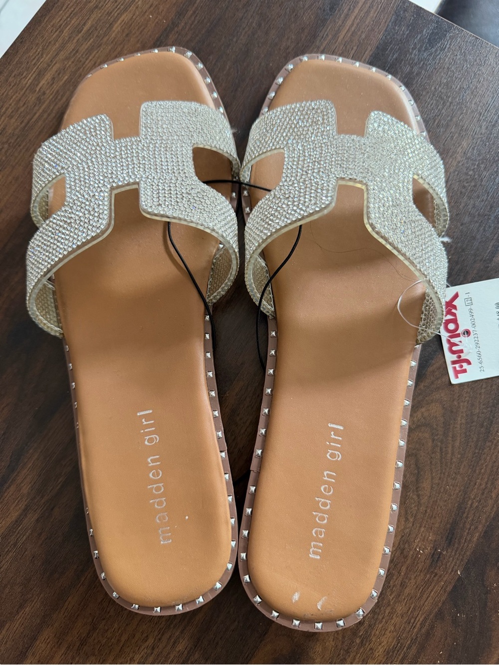 Madden Girl Gold Rhinestone Slide Sandals